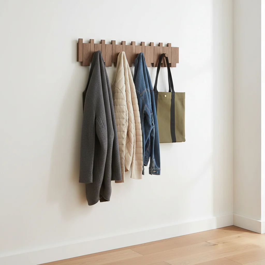 Wooden Coat Rack Wall Decor Multi-Hook Design - Image 2