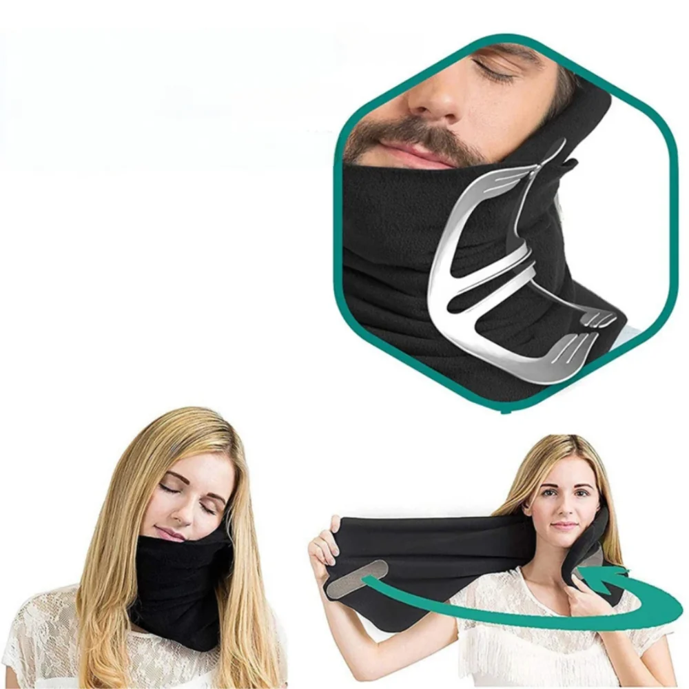 Compact adjustable travel pillow with neck support