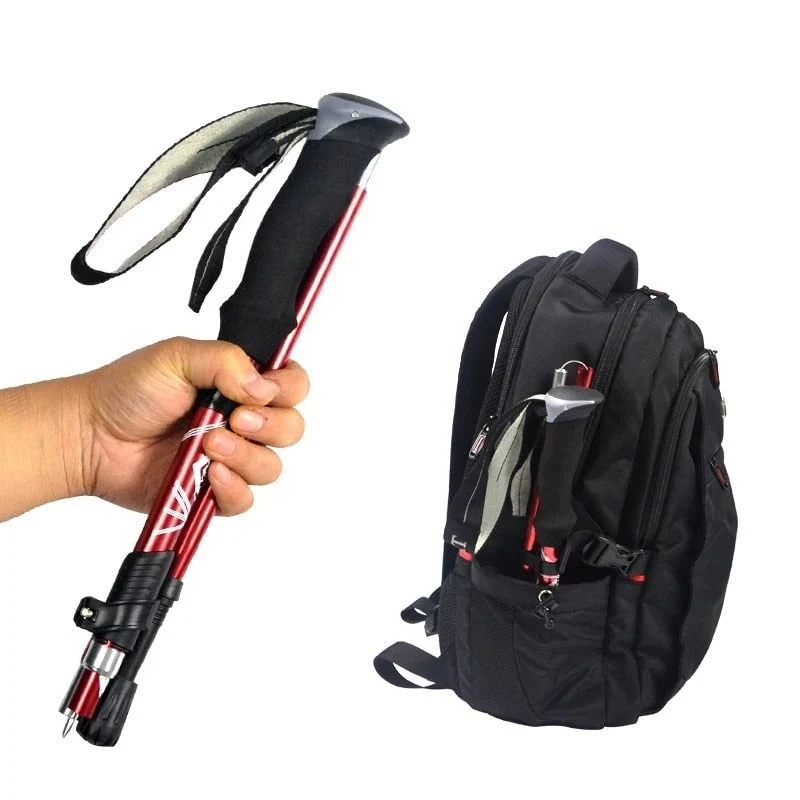 Folding Walking Poles Hiking Adjustable Lightweight Trekking Sticks - Image 4