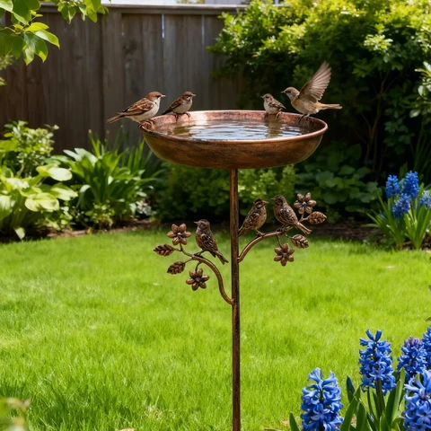 Garden Bird Bath Decorative Stand Outdoor Spaces - Image 9