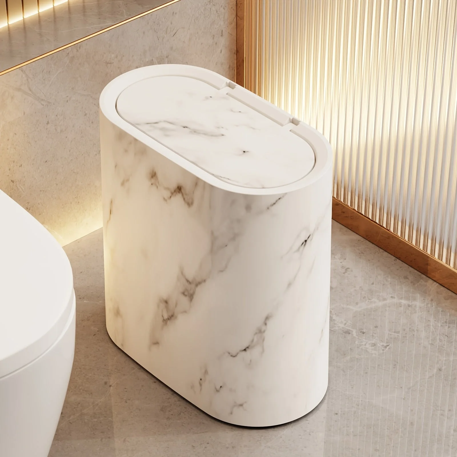 Kitchen Trash Can Bathroom Bin Lid Pedal Narrow Waste Bin - Image 2